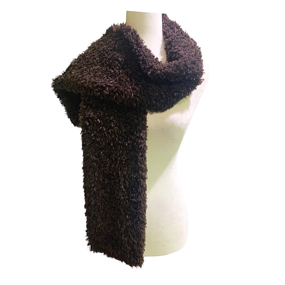 Scarf Super Soft Brown Scarf Faux Fur Dark Earth of Siena Brown Faux Fur